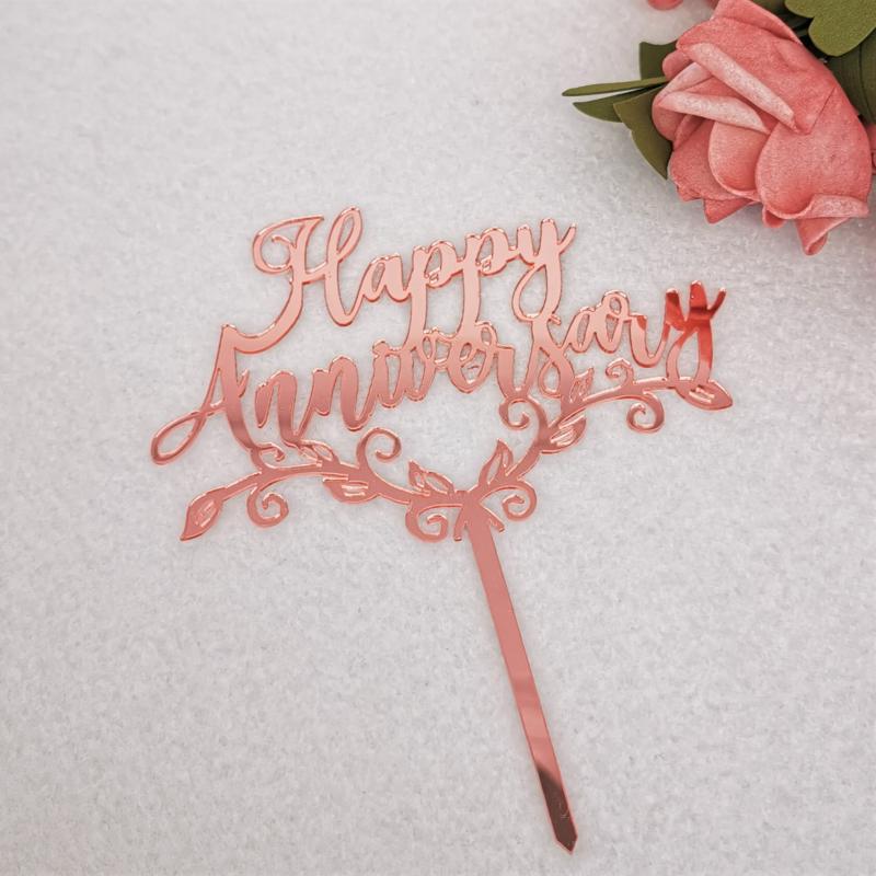 Topper Trang Trí Bánh Kem Chữ Happy Anniversary