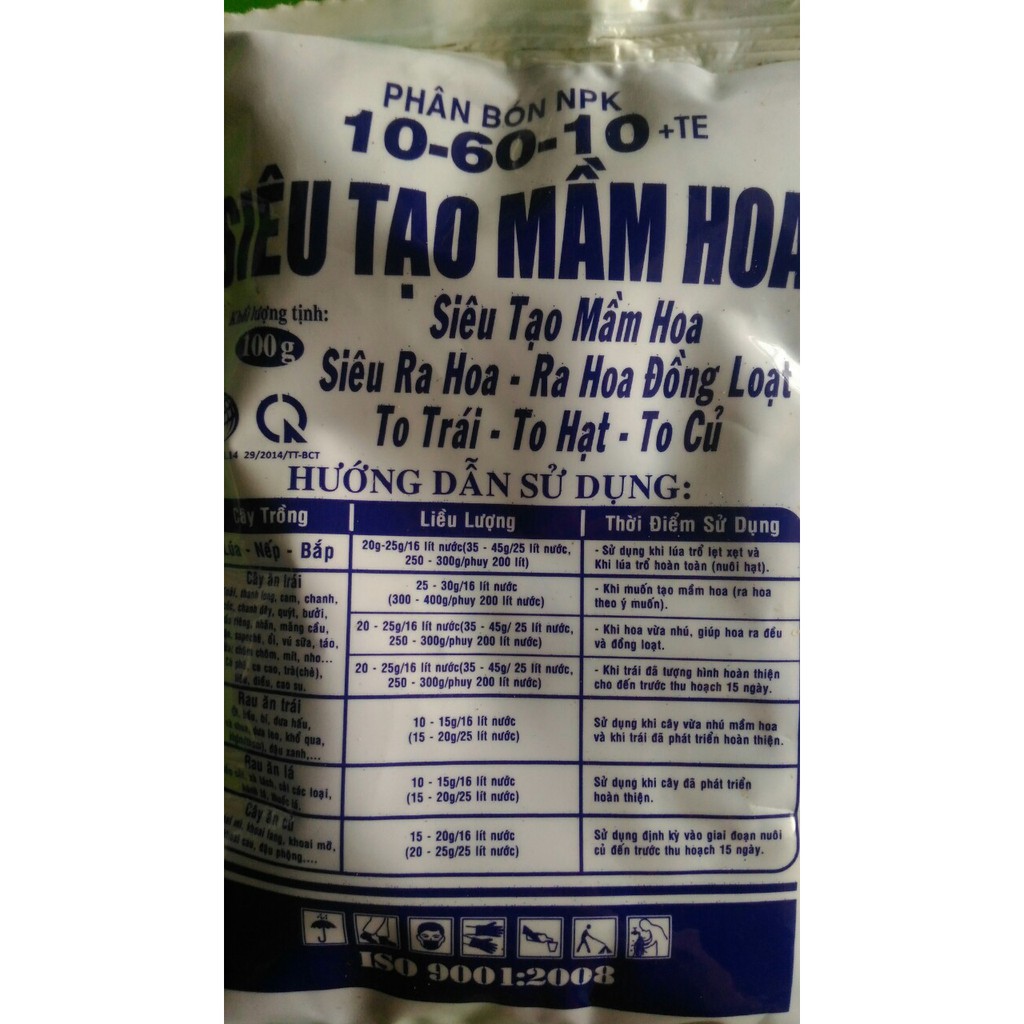 Phân bón lá  siêu tạo mầm hoa, ra bông đồng loạt- NPK 10-60-10+ TE phun 400 lít nước