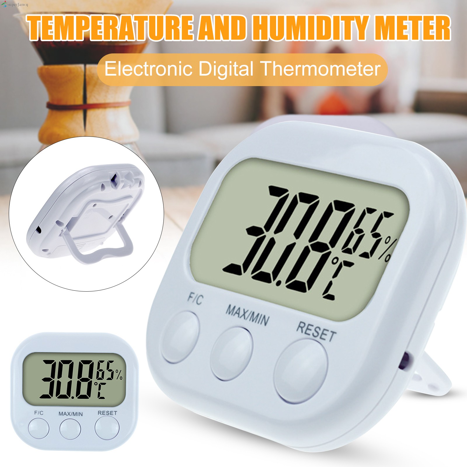 Thermometer Hygrometer Meter Temperature Humidity LCD Digital Display Indoor