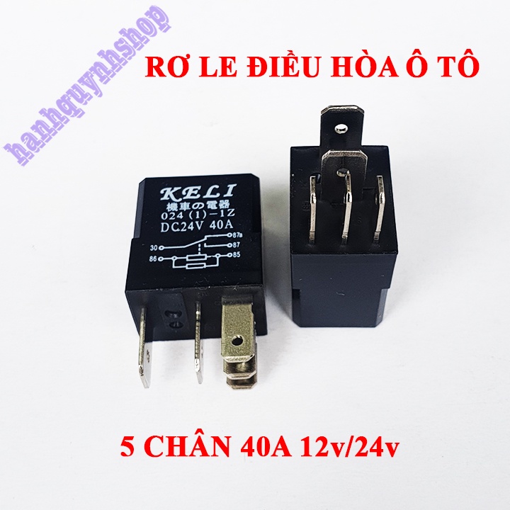 Rơ le điều hòa ô tô 5 chân 12V 40A hoặc 24V 40A màu đen (giá bán 1 cái)