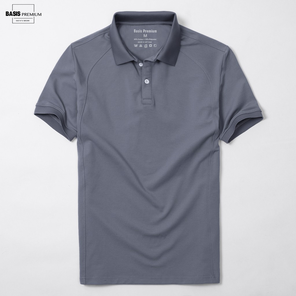 Áo polo nam Basis trơn phối gân dọc màu sang trọng, lịch lãm Basis APL37 | BigBuy360 - bigbuy360.vn