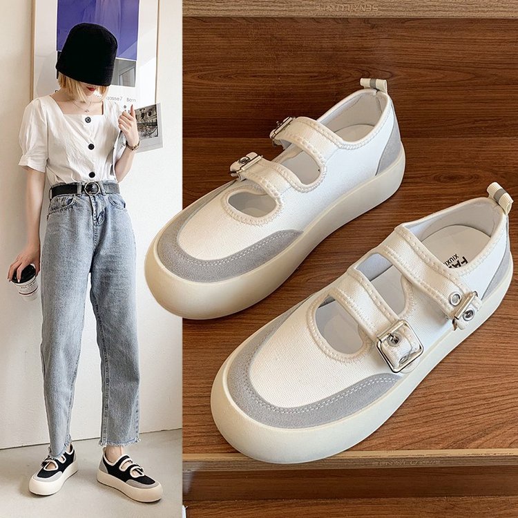 Fashionable Button with Round Head Ulzzang Canvas Sneaker Shoes