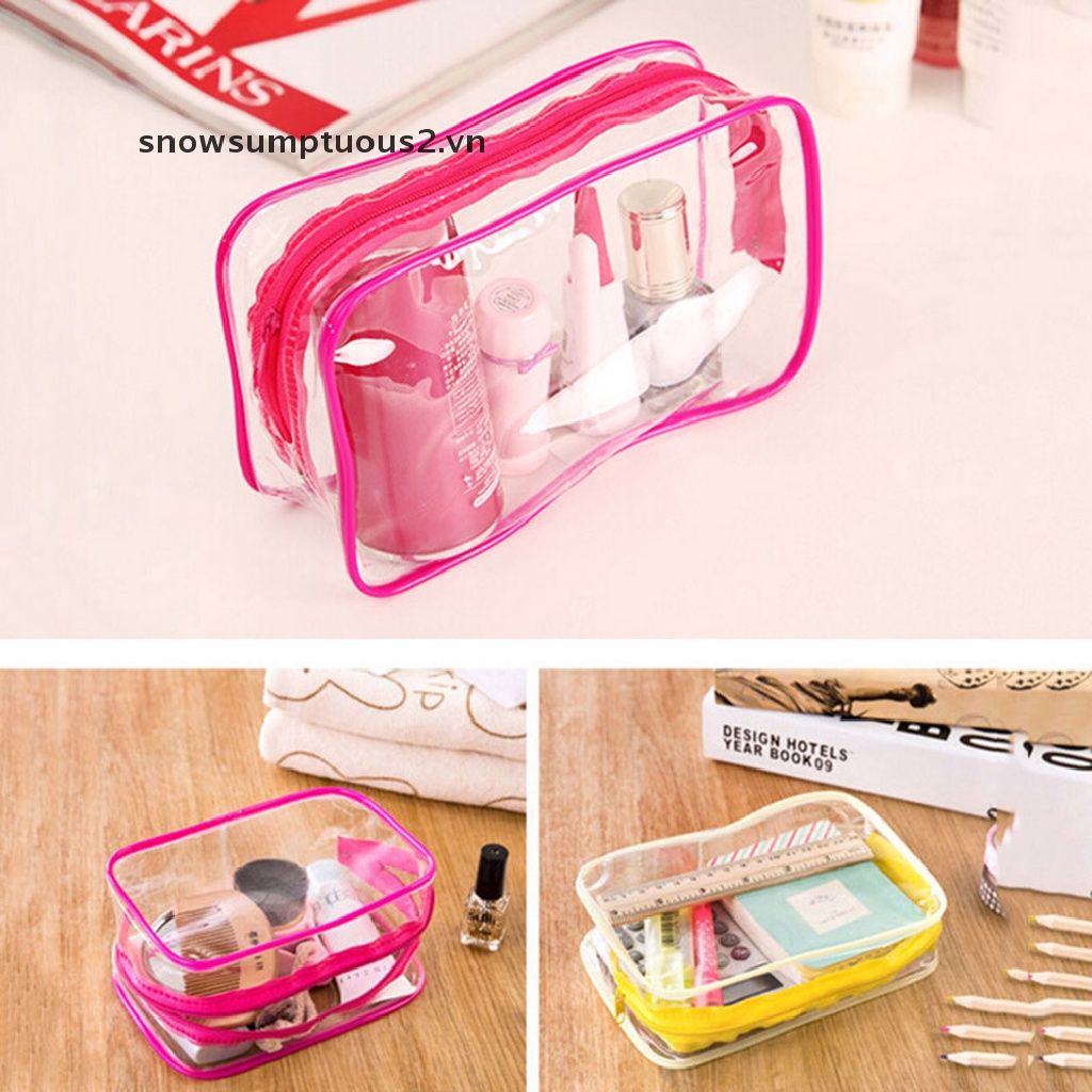 [beauty &amp; Snow] Túi Đựng Mỹ Phẩm / Đồ Vệ Sinh Cá Nhân Bằng Nhựa PVC Trong Suốt Có Khóa Kéo Cho Du Lịch