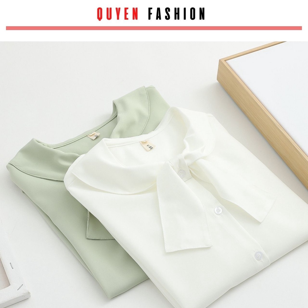 Áo sơ Mi công sở cổ thắt nơ hàn quốc Quyên Fashion AA554 tiểu thư