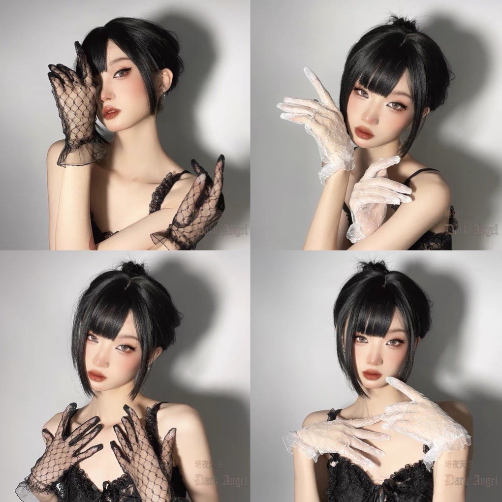 ( 2 màu) Găng tay full ren lưới mỏng phụ kiện chụp ảnh phong cách loli