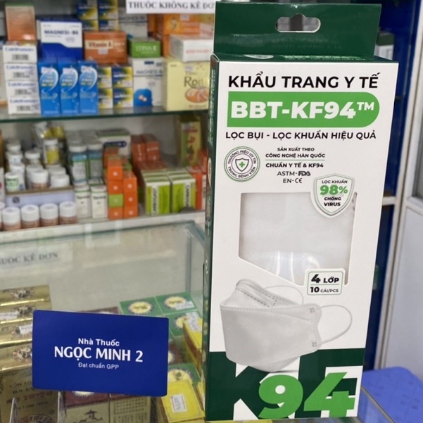 ✅ [Chính Hãng] Khẩu trang y tế BBT-KF94 hộp 10 cái ( 4 lớp ) vải kháng khuẩn lọc khuẩn 98% chống virus