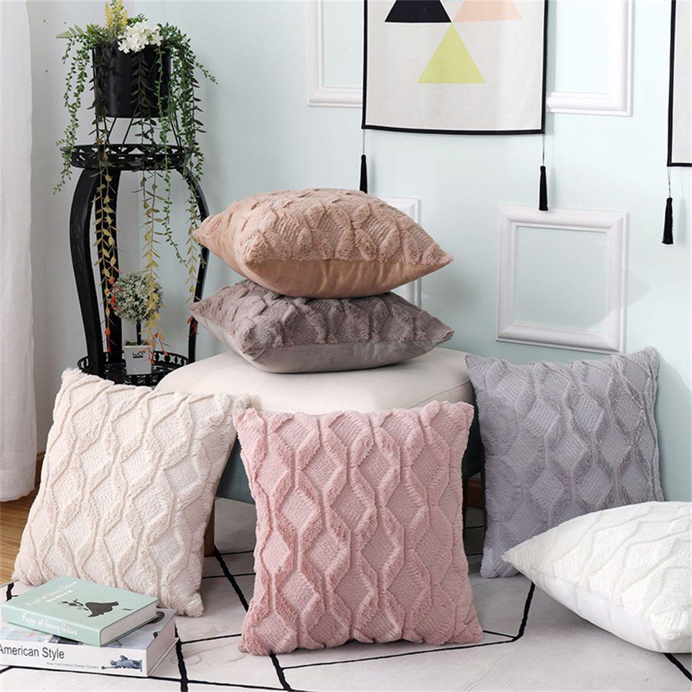 1 Vỏ Gối Lông Mềm 45 * 45cm Trang Trí Phòng Khách