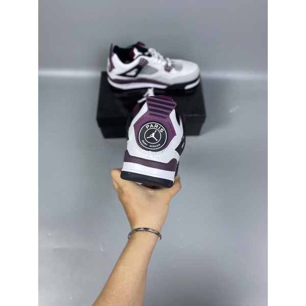 Giày Jordan 4 Paris Saint Germain Sneaker Nam - Giày JD4 Bóng Rổ PSG Màu Trắng Tím