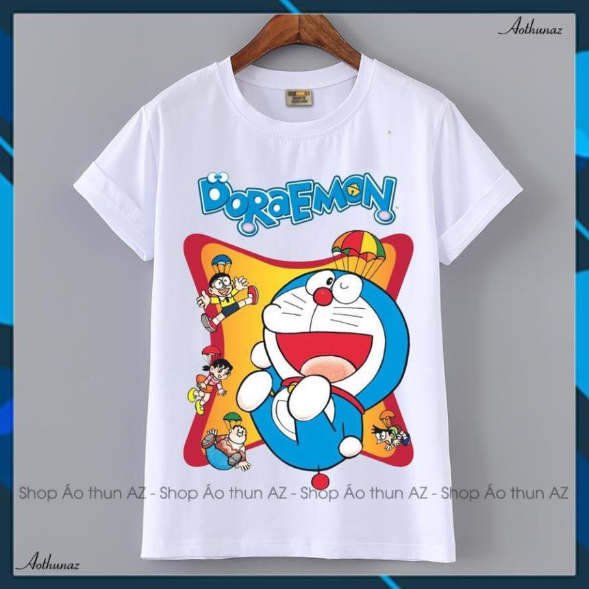 (SALE 50%) Áo thun nam nữ in hình Doraemon ( có size trẻ em ) - Cotton Thái Doremon M2423