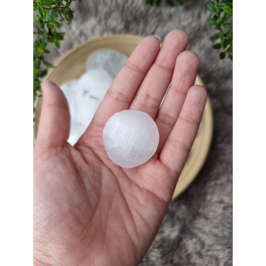 Viên đá thanh tẩy Selenite - Palm Selenite khuếch đại năng lượng dùng trong Tarot, Reiki, phong thủy, thiền địn