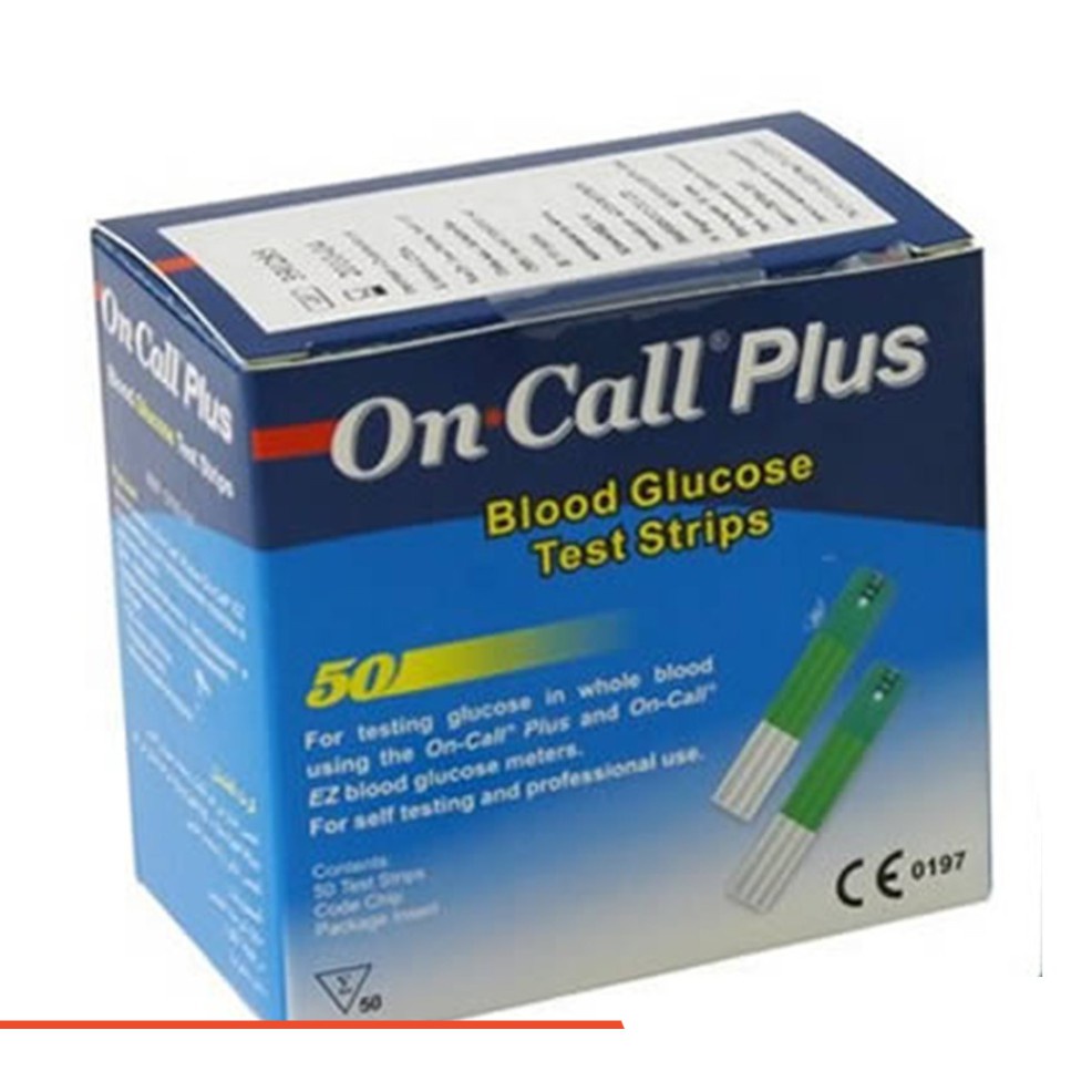 Que thử đường huyết ACON On Call Plus và oncall EZ II dạng lọ. Lọ 25 que (hộp 2 lọ 50 que thử tiểu đường)