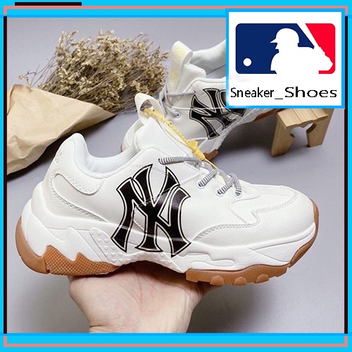 Giày_MLB NY, Giày Sneaker NY Đế Nâu Da Bò Cao Cấp Đế Cao Tăng Chiều Cao Full Box Bill