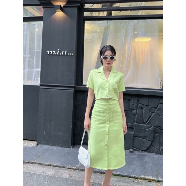 Sét Vest CV Dài Nút Bọc