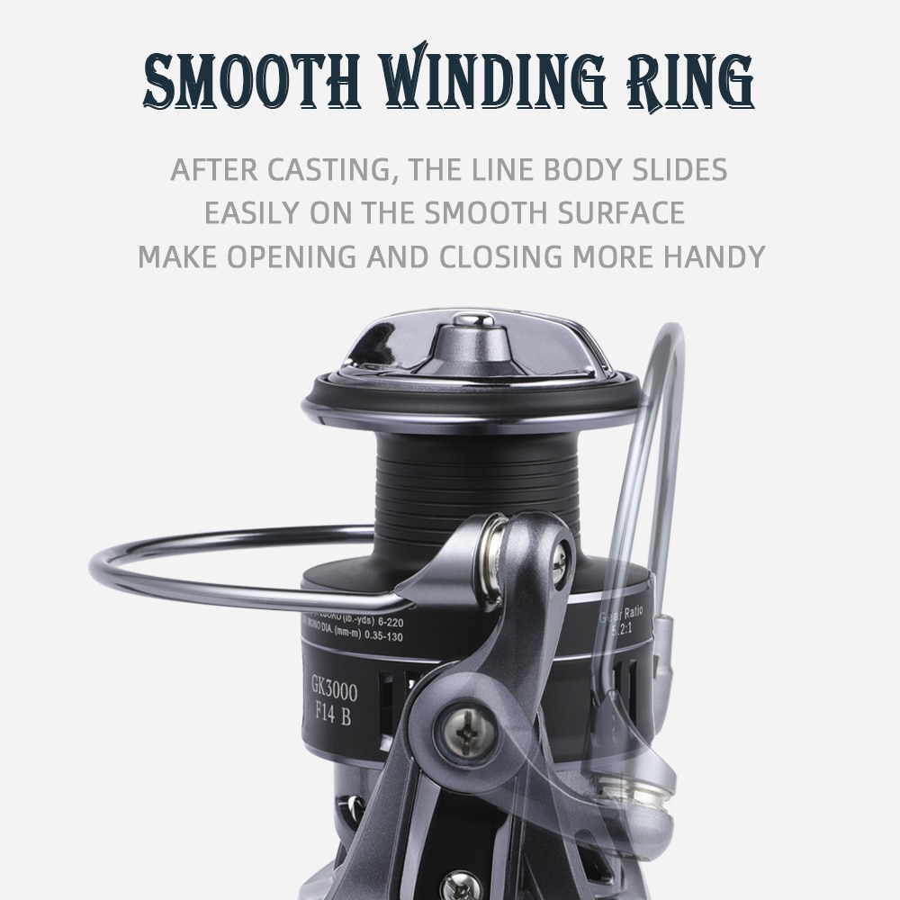 Máy Câu Cá BKAK 5.2:1 1000-4000 Drag 7kg Chất Lượng Cao