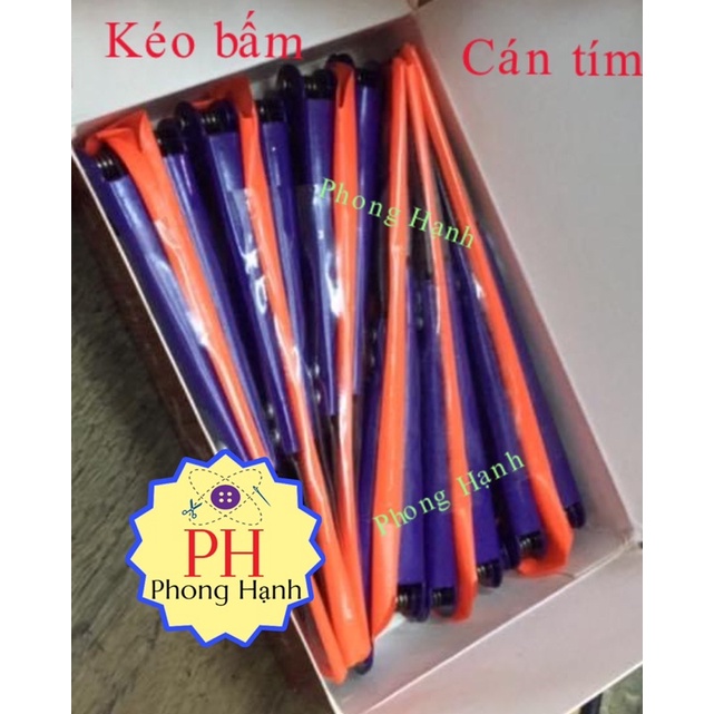 Hộp Kéo Bấm Chỉ Cán Tím, Cán Vàng (1 hộp 12 cây)