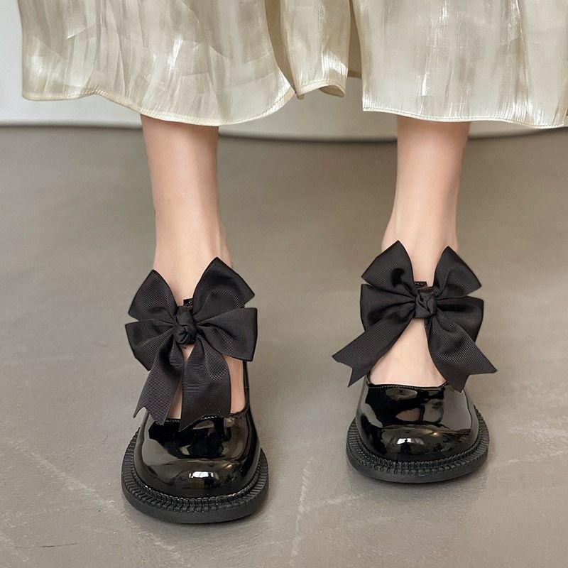 Giày Cao Gót Da Mềm Thắt Nơ Phong Cách Lolita Nhật Bản Cho Nữ