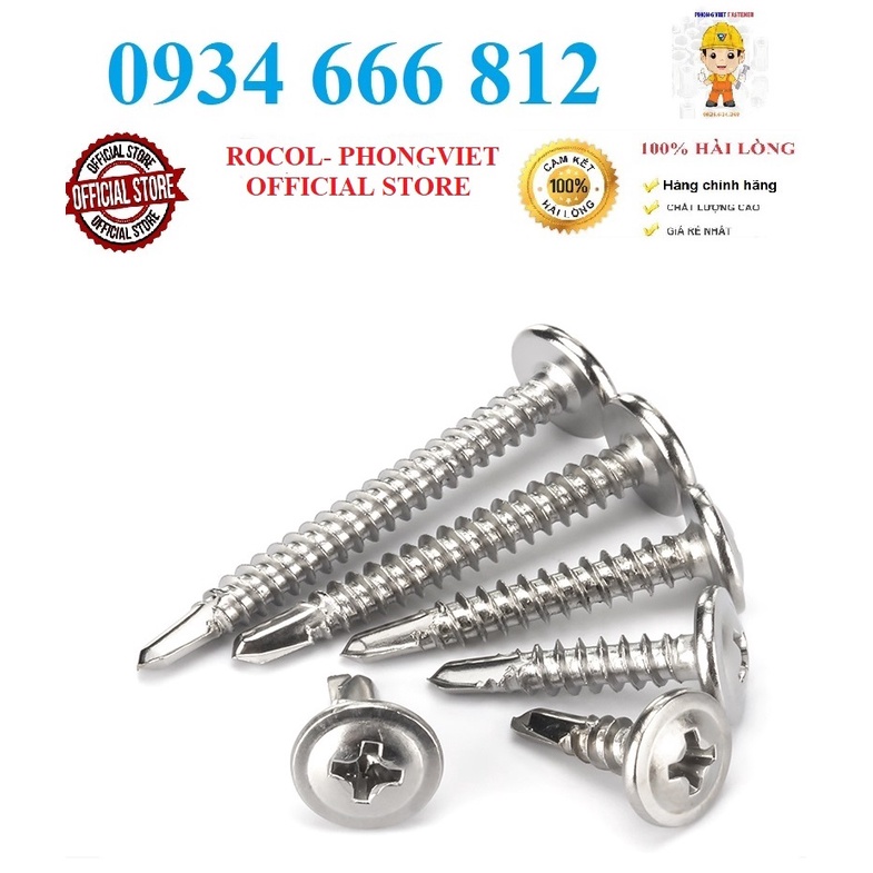Set 100c Vít tự khoan đầu dù inox410 M4.2