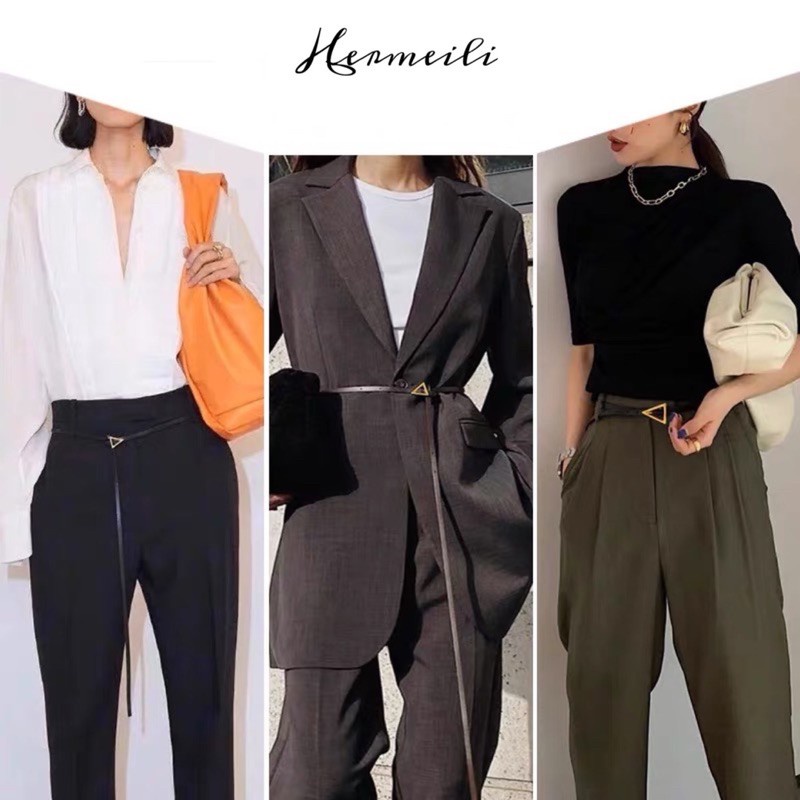 Thắt Lưng Nữ , đai váy áo  Mặt Kim Loại Tam Giác Bản Nhỏ