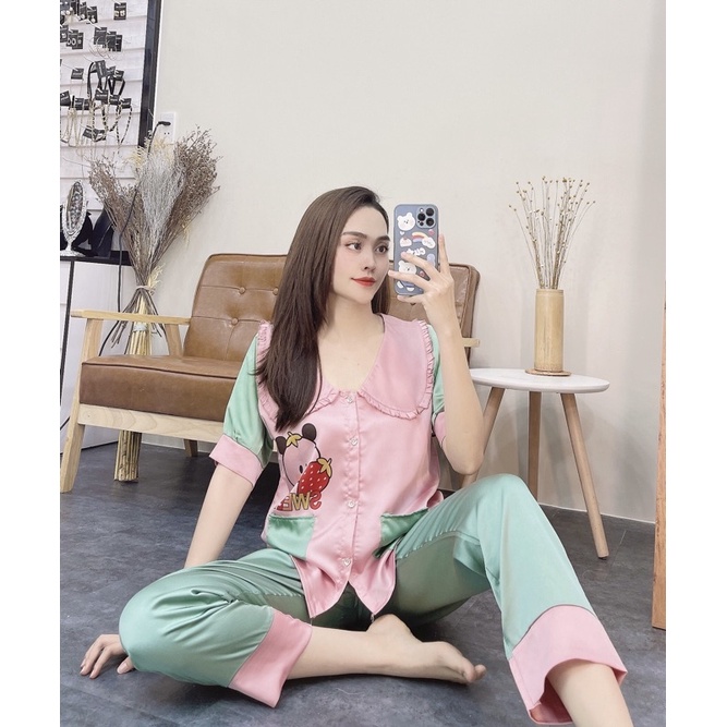 Đồ ngủ Pijama lụa SATIN - tay ngắn quần dài vải mềm mịn, sang trọng ạ🥰