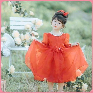 Đầm Công Chúa Tay Lỡ Cổ Đính Hạt Nơ Eo Xinh Xắn Cho Bé, Váy Công Chúa Tay Lỡ Chất Liệu Voan Cao Cấp