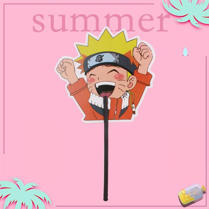 Quạt nhựa cán 20cm cầm tay xinh xắn in hình anime chibi