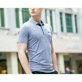 Áo Thun Nam Cao Cấp Họa Tiết Túi Mổ - Xám Trắng