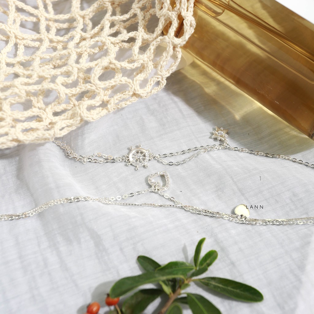 Lắc chân 2 vòng dây bánh lái móc chờ mỏ neo S925 LANN | BigBuy360 - bigbuy360.vn