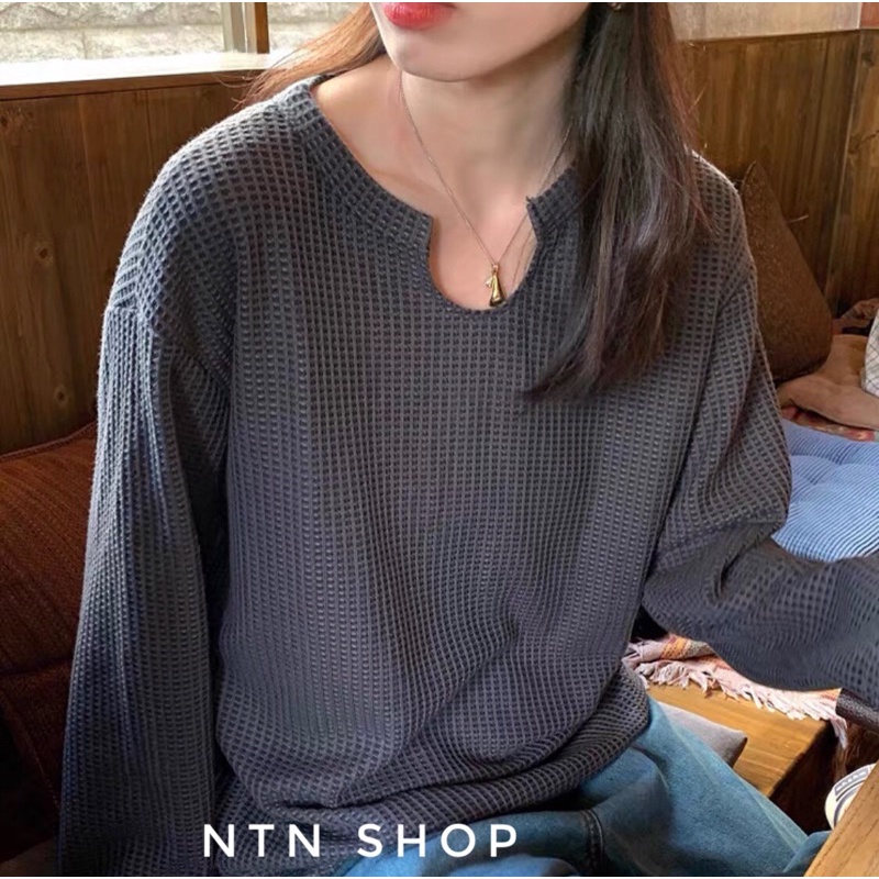 [ nhập mã NTN SHOP giảm tối đa 50k đơn 600k] Áo Unisex Tay dài Cổ V hàng Quảng Châu nam,nữ NTN shop.