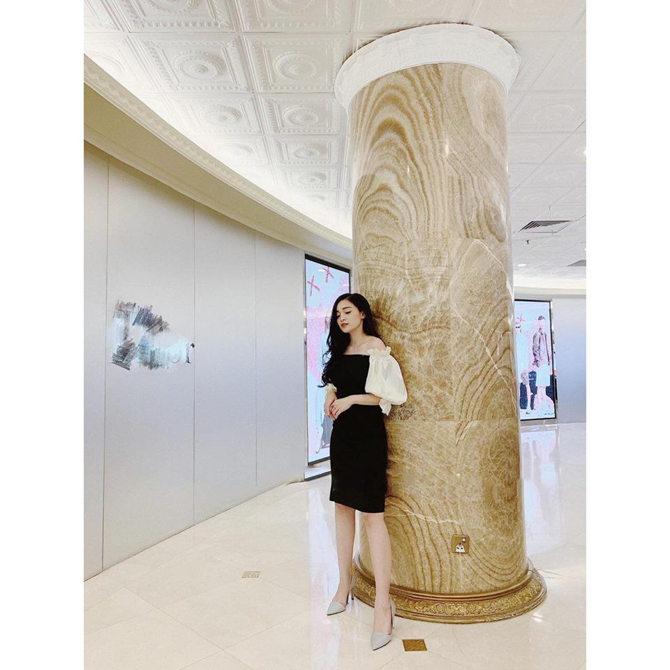 🍄 ĐẦM ĐEN PHỐI TAY PHỒNG TRẮNG CỰC XINH. Hình thật chụp sàn | BigBuy360 - bigbuy360.vn