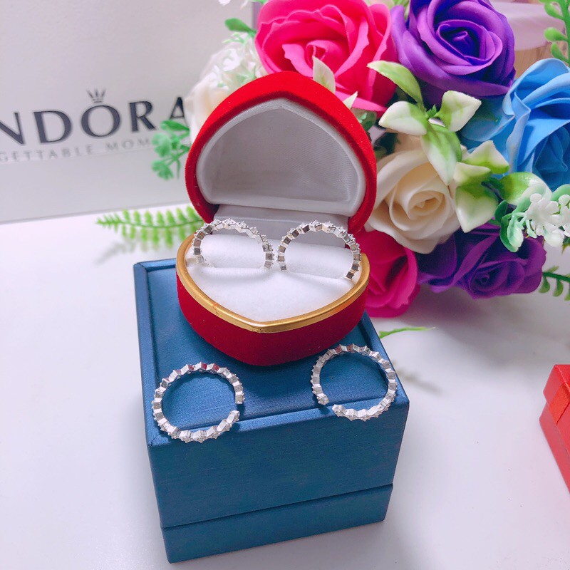 Nhẫn tứ giác gắn đá dạng hở LINH MIU SILVER