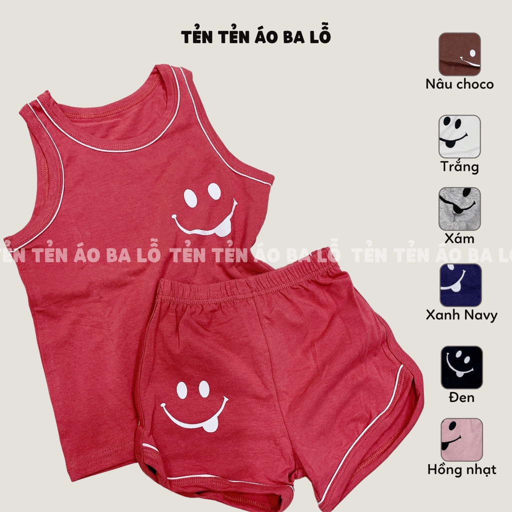 Áo ba lô Bộ ba lỗ cho bé hoạ tiết mặt cười cotton thun TẺN TẺN