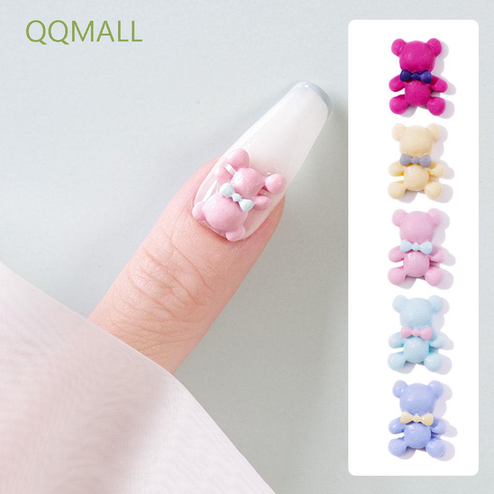 [Hàng mới về] Bộ 10 phụ kiện đính trang trí móng tay nghệ thuật kiểu gấu 3D nhiều màu sắc tùy chọn đáng yêu