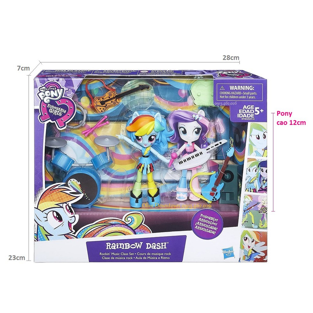 HỘP 🌻 Bộ Búp bê 12cm RAINBOW DASH - My Little Pony - ROCKIN' MUSIC CLASS SET