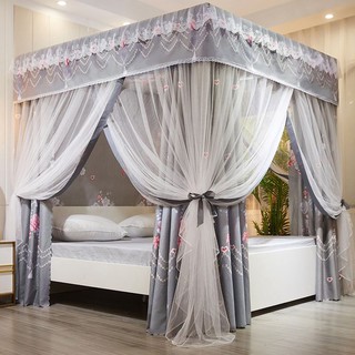 Rèm cửa lưới chống muỗi gia đình Weili Shangpin tích hợp công chúa chắn gió giường dày dặn kiểu cung điện ba cán