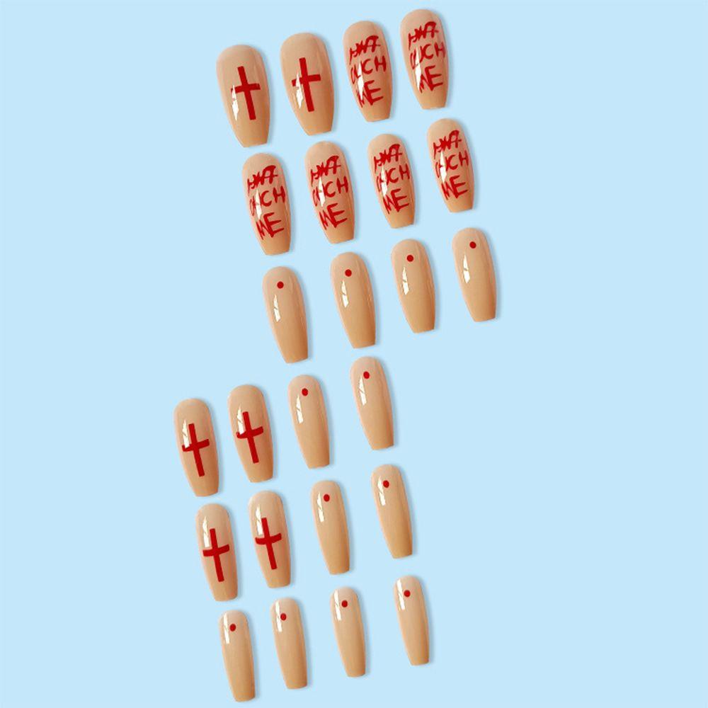 DIACHAVN Set 24 Móng Tay Giả Trong Suốt Đính Trái Tim Trang Trí Halloween