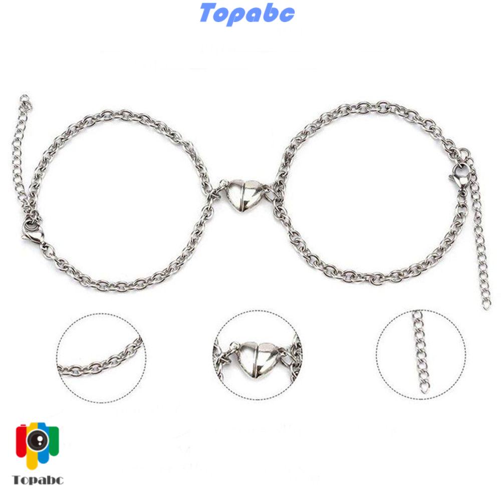 📞Hàng Đầu💻 Set 2 Vòng Tay Bạc Khóa Nam Châm Mặt Trái Tim Cho Cặp Đôi