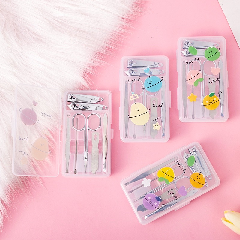 Dụng Cụ Cắt Móng Tay 7 Món Nhỏ Gọn Tiện Lợi Siêu Bền Set Bấm Móng Tay Hộp Nhựa Dễ Thương