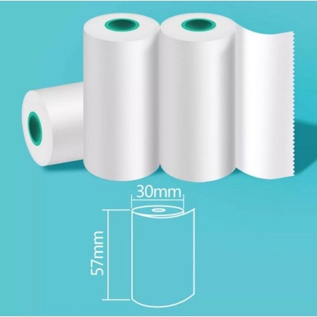 Giấy in nhiệt 52 liên tục  dán  cho máy in bill cầm tay Bluetooth mini con mèo, máy in hóa đơn các dòng 58m