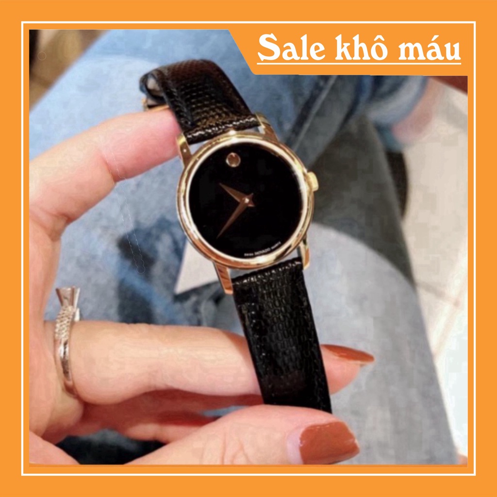 Đồng hồ nữ Movado da đen sang chảnh hợp trend thời trang giưới trẻ, chống nước , bảo hành 12 tháng