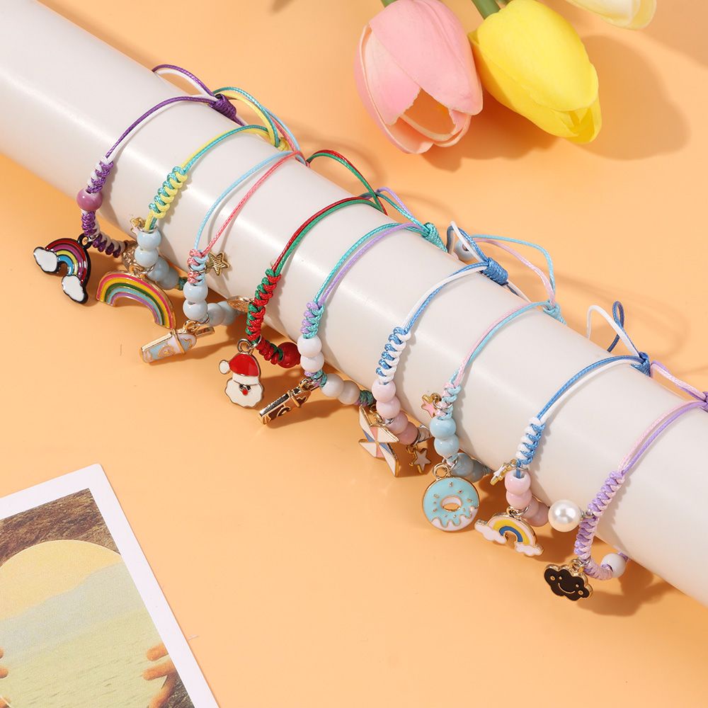 Vòng Tay Dây Bện Mặt Hoạt Hình Tráng Men Làm Quà Tặng Giáng Sinh Cho Nữ