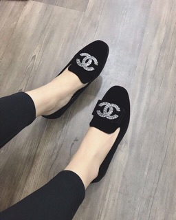 Giày lười nhung chữ X ẢNH THẬT