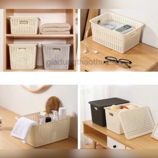 Giỏ nhựa giả mây Hàn Quốc đựng đồ đa năng ( đủ kích thước)