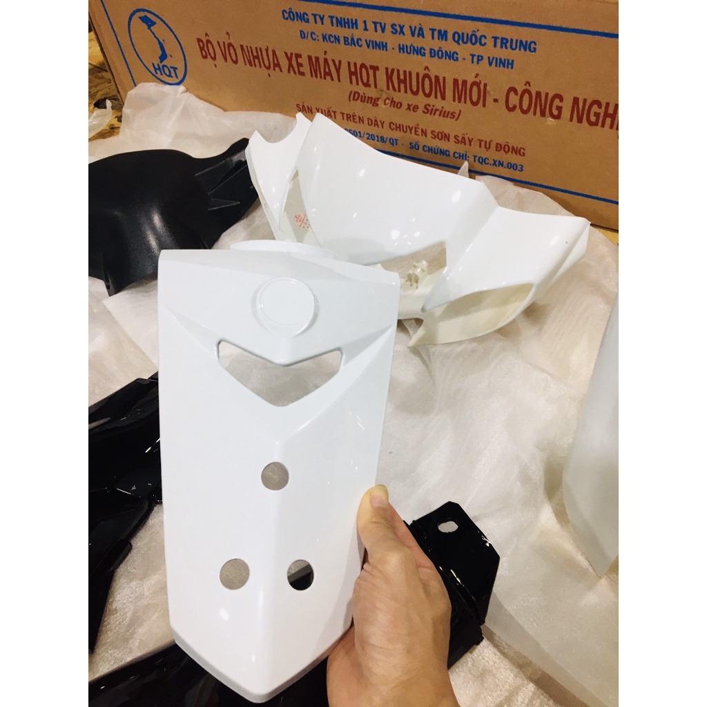 Full Dàn áo xe SIRIUS màu Trắng - Đen , nhựa ABS cao cấp