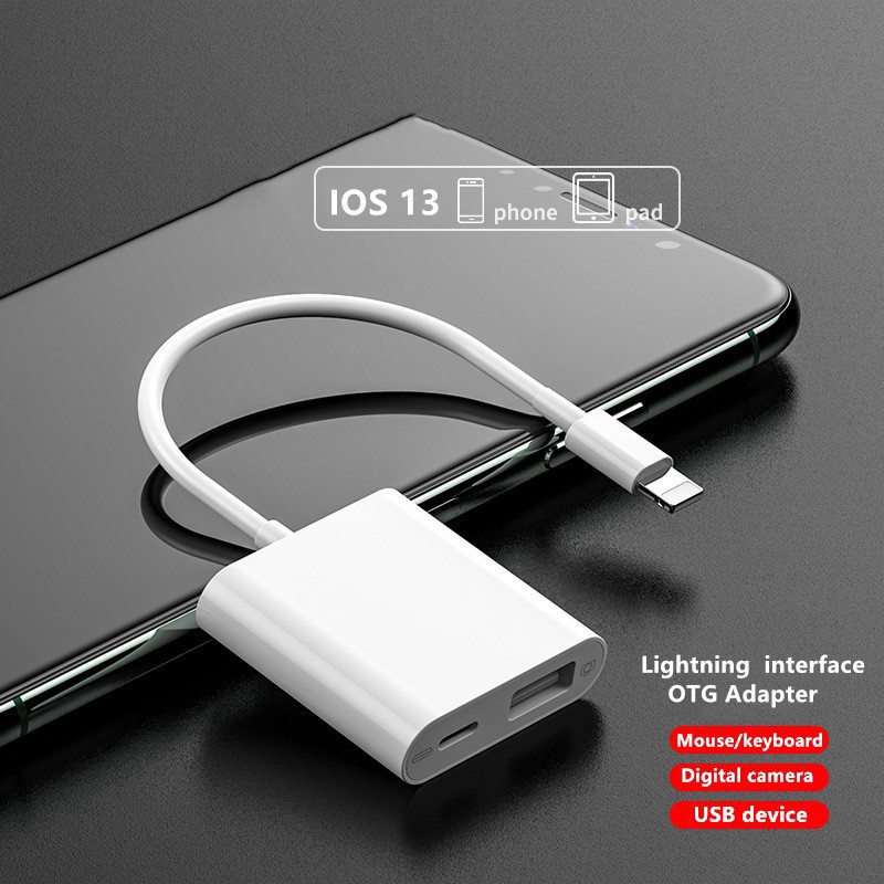 Dây cáp OTG chuyển đổi Lightning sang USB DGT dành cho iPad iPhone máy ảnh bàn phím tính