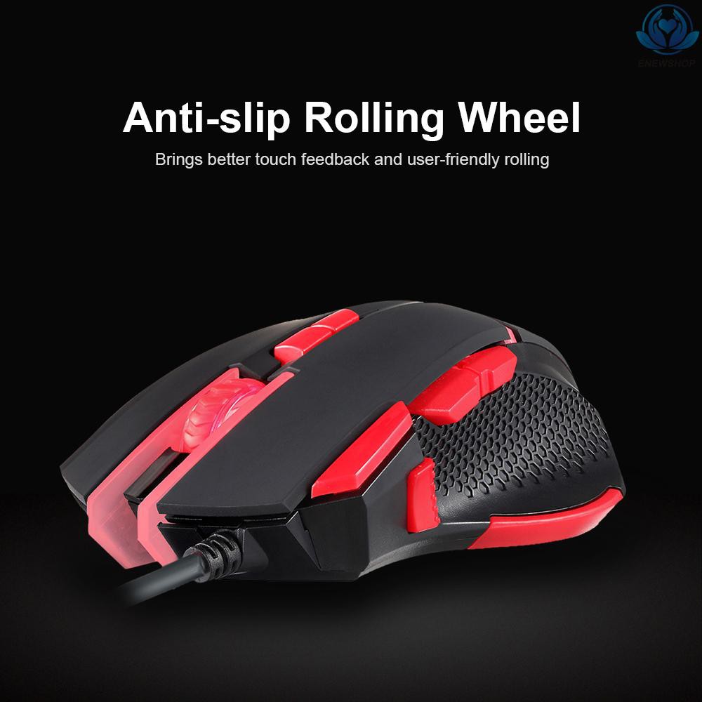 【enew】Motospeed Wired Mouse Gaming Mouse 4000DPI 9 Buttons Optical Mice with Weight Tuning Set Non-slip Design with LED Light Fire/Sniper Button