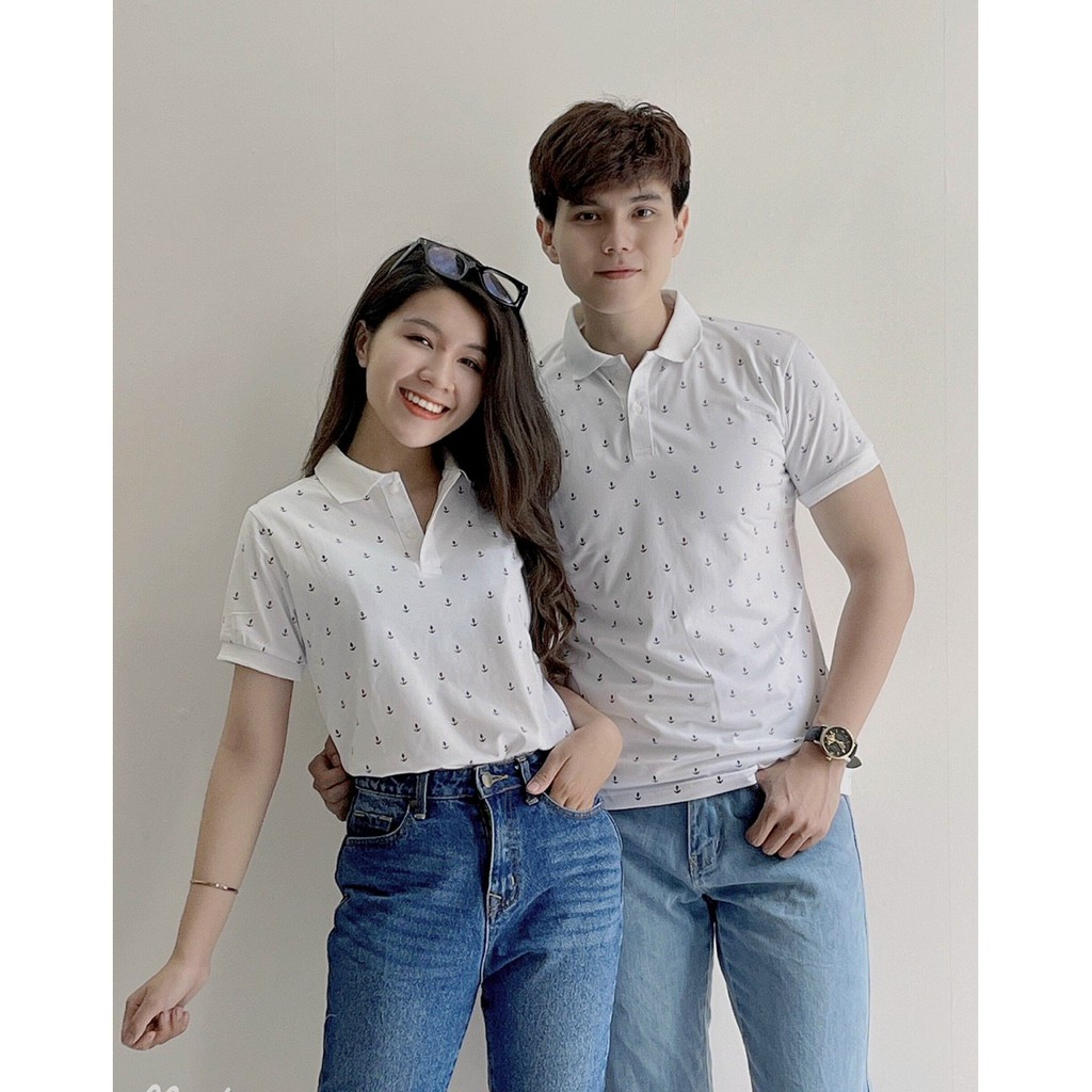 Áo thun nam nữ POLO  vải cá sấu cotton cao cấp ngắn tay in hình mỏ neo cực sang trọng - TT09 | BigBuy360 - bigbuy360.vn