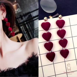 Khuyên tai sợi dài hình dáng trái tim xinh xắn thời trang cho nữ