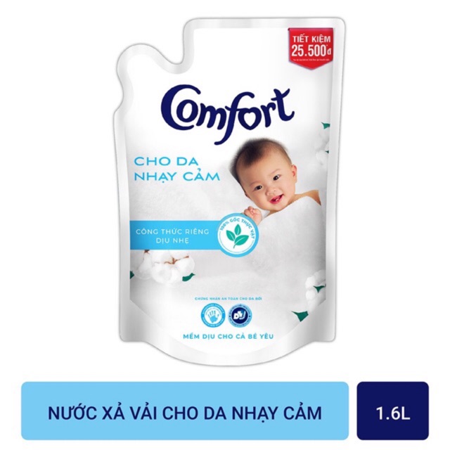 Nước Xả Vải Comfort Đậm Đặc Cho Da Nhạy Cảm Túi 1.6L