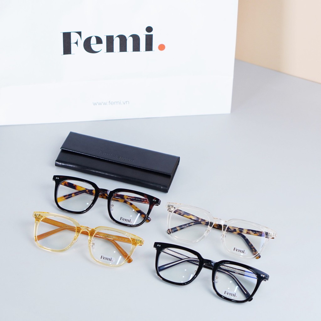 Gọng kính cận vuông Femi Baker mắt kính nam nữ chống ánh sáng xanh | BigBuy360 - bigbuy360.vn