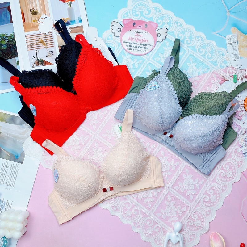 Áo lót ren không gọng , áo ngực mút dày siêu đẩy 6cm bông mềm thông hơi thoáng khí